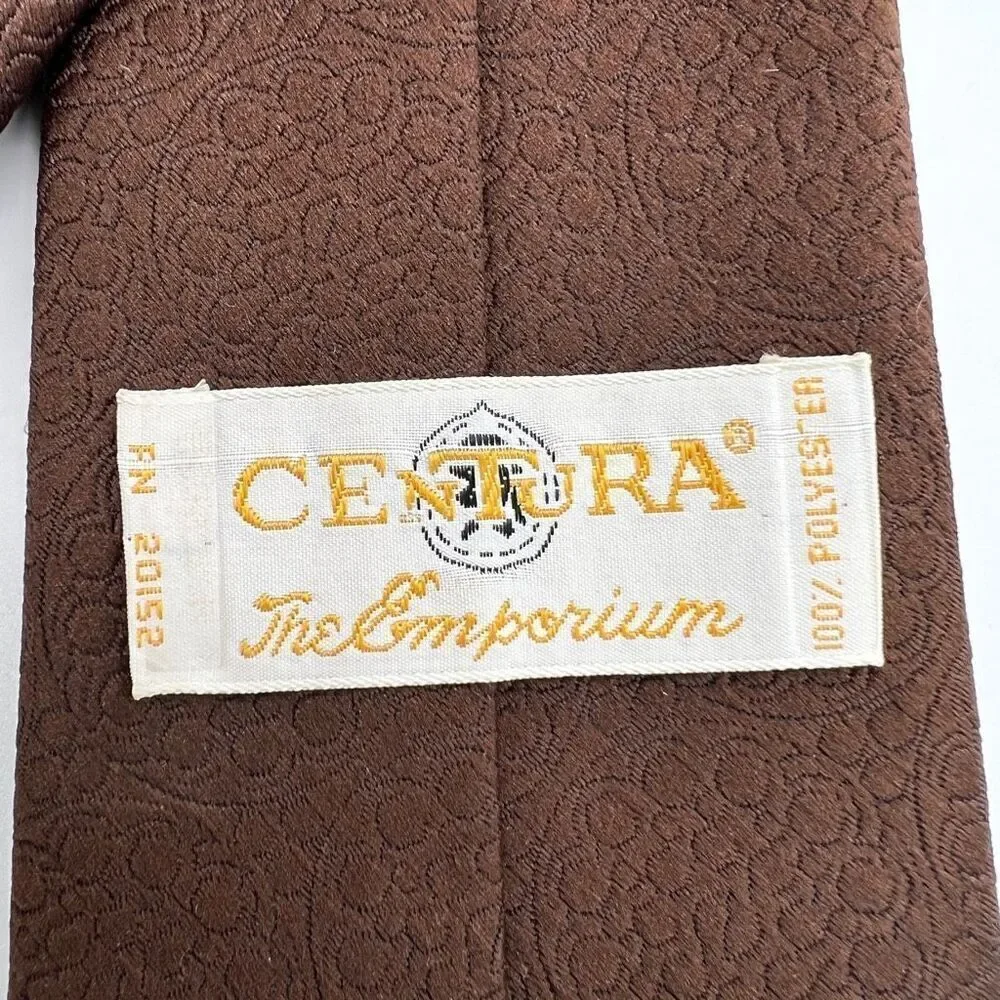 Vintage Centura The Emporium Tie Brown with Embossed Design